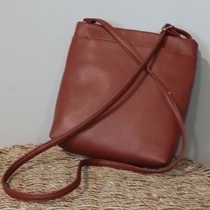 Brown faux leather crossbody